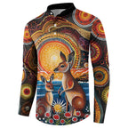 Australian Kangaroos Art Button Sweatshirt Aboriginal Dot Painting
