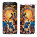 Australian Kangaroos Art 4 in 1 Can Cooler Tumbler Aboriginal Dot Painting