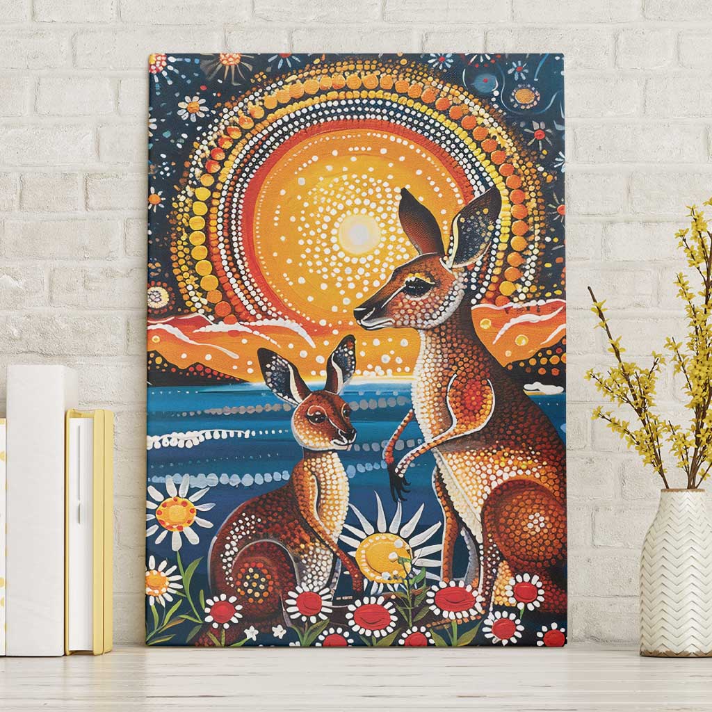 Australian Kangaroos Art Canvas Wall Art Aboriginal Dot Painting
