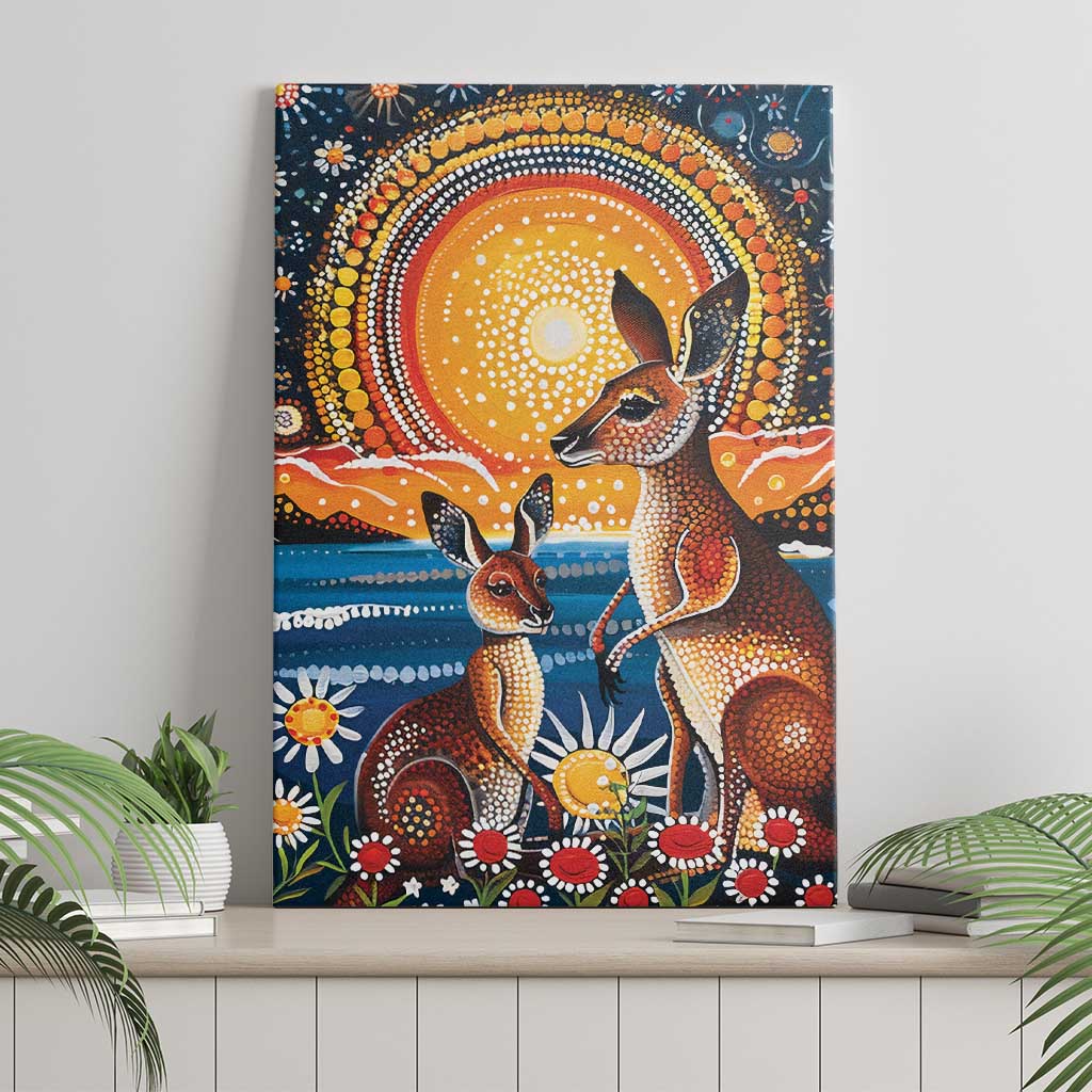 Australian Kangaroos Art Canvas Wall Art Aboriginal Dot Painting