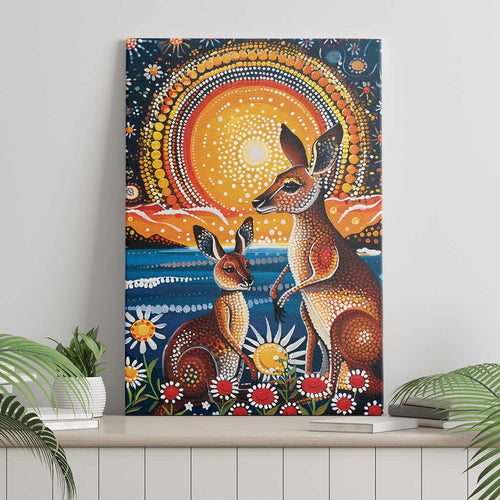 Australian Kangaroos Art Canvas Wall Art Aboriginal Dot Painting