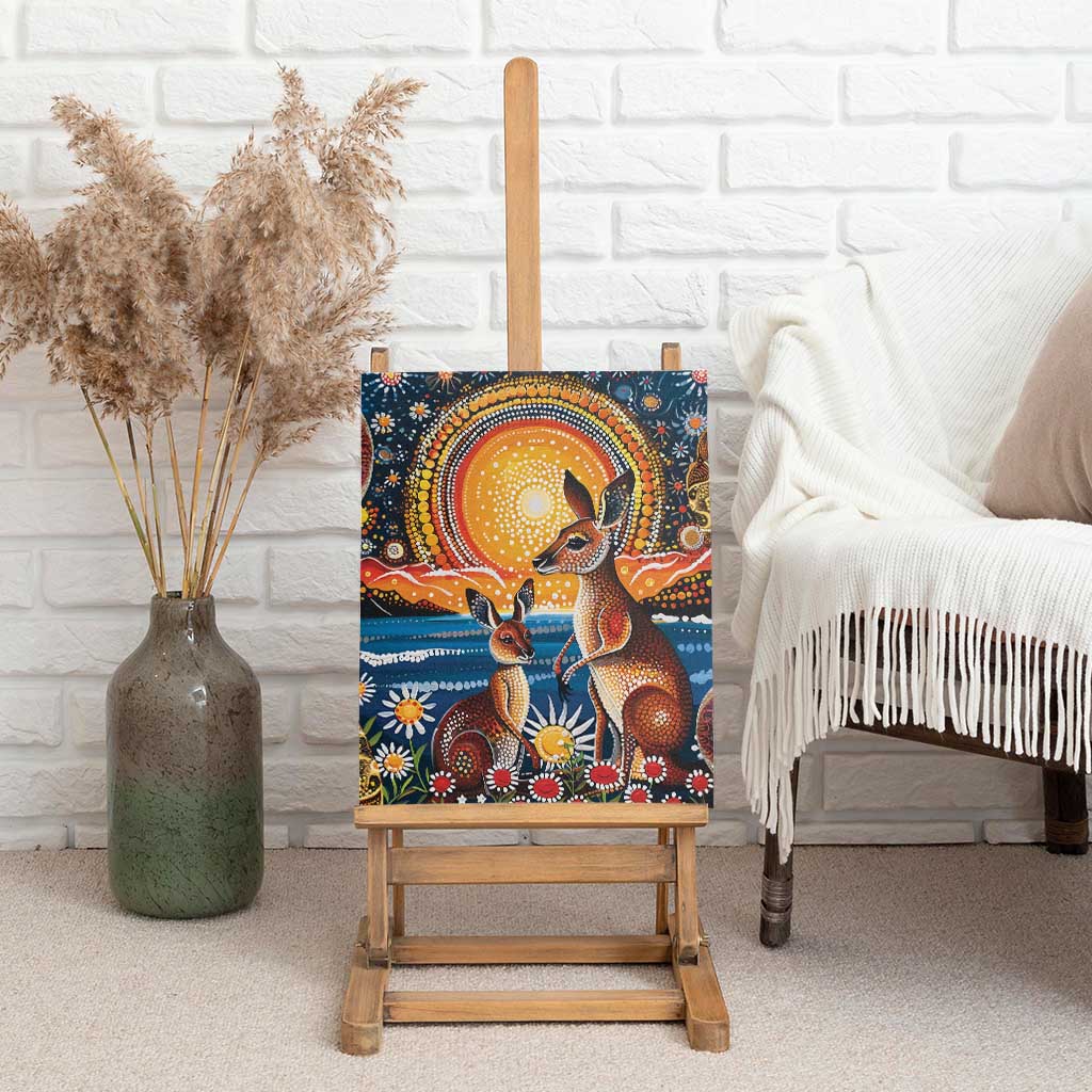 Australian Kangaroos Art Canvas Wall Art Aboriginal Dot Painting
