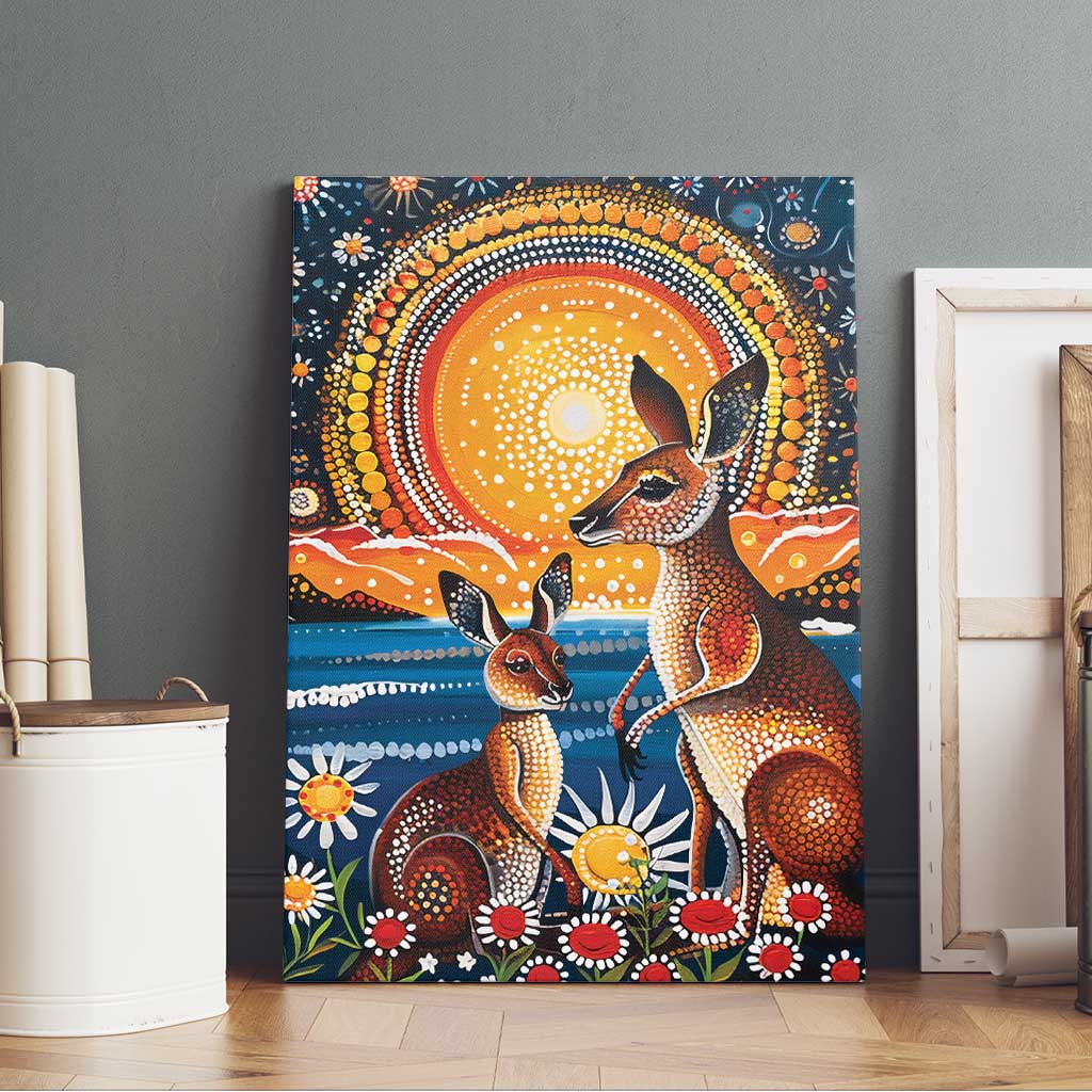 Australian Kangaroos Art Canvas Wall Art Aboriginal Dot Painting