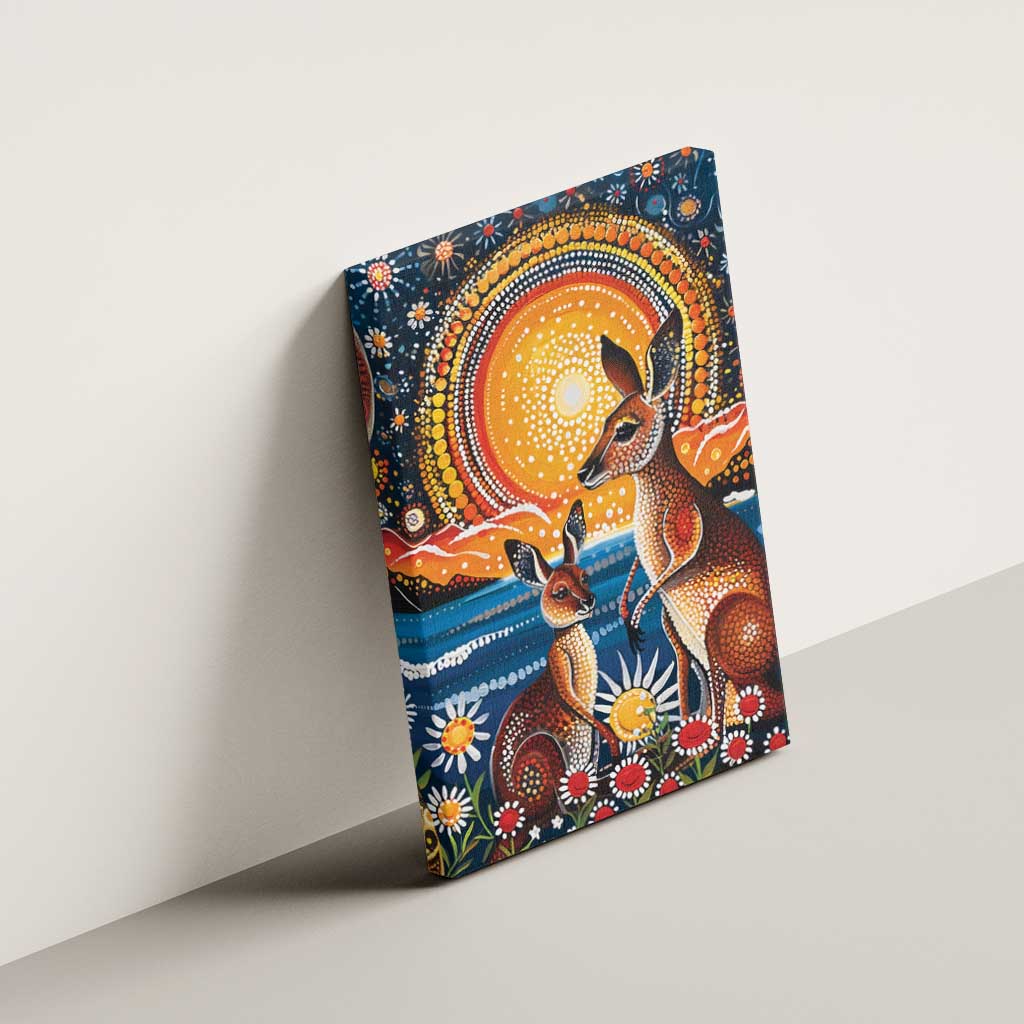 Australian Kangaroos Art Canvas Wall Art Aboriginal Dot Painting