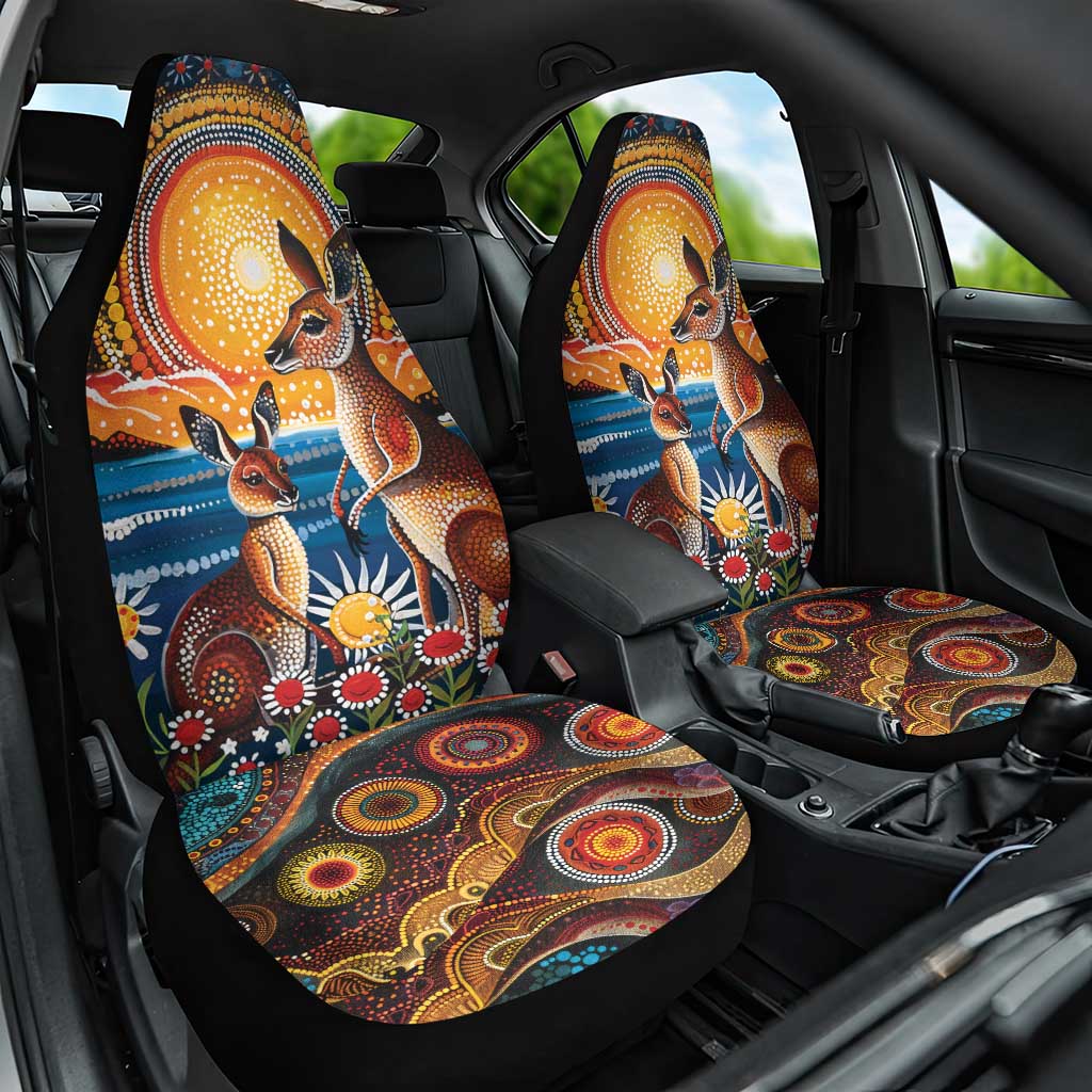Australian Kangaroos Art Car Seat Cover Aboriginal Dot Painting
