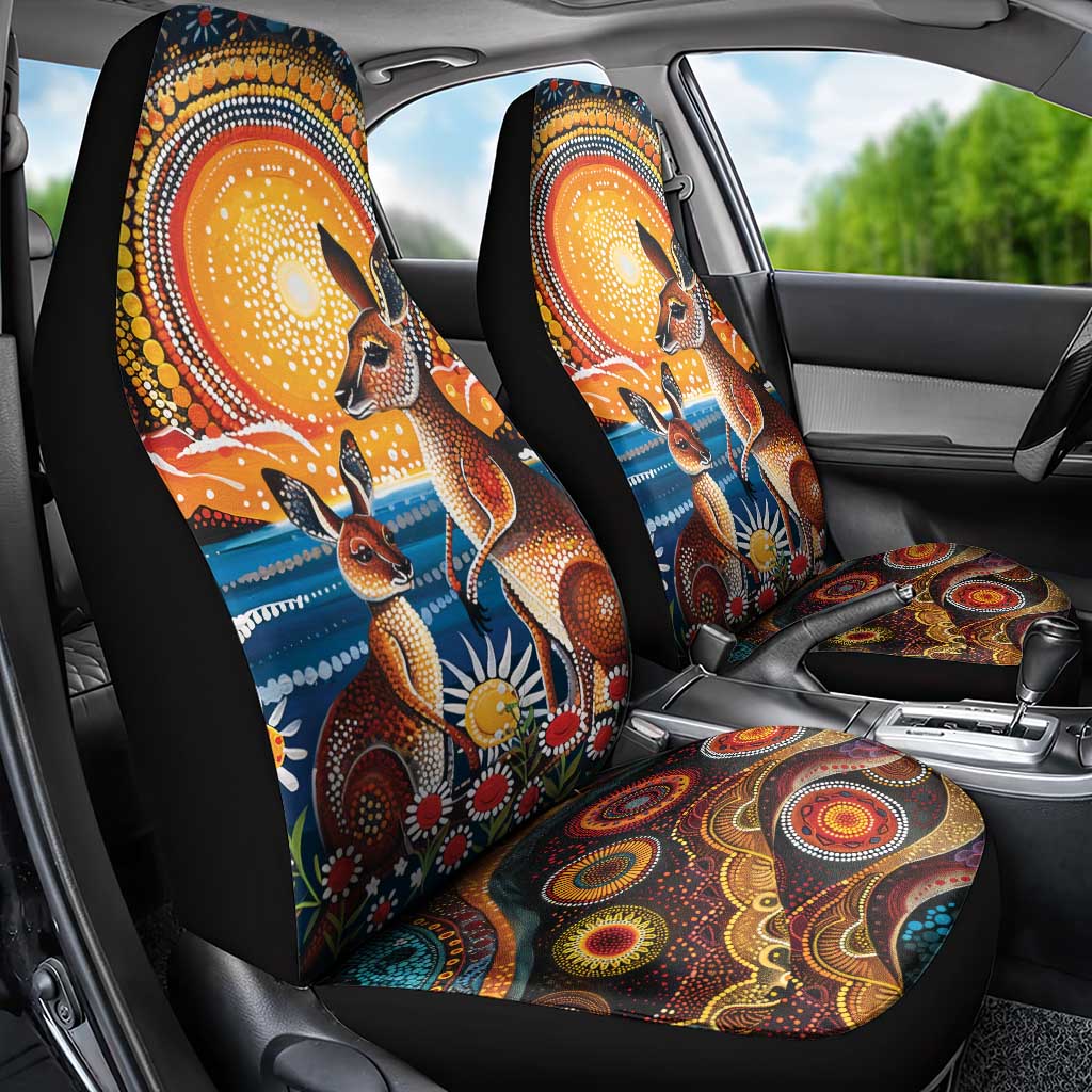 Australian Kangaroos Art Car Seat Cover Aboriginal Dot Painting