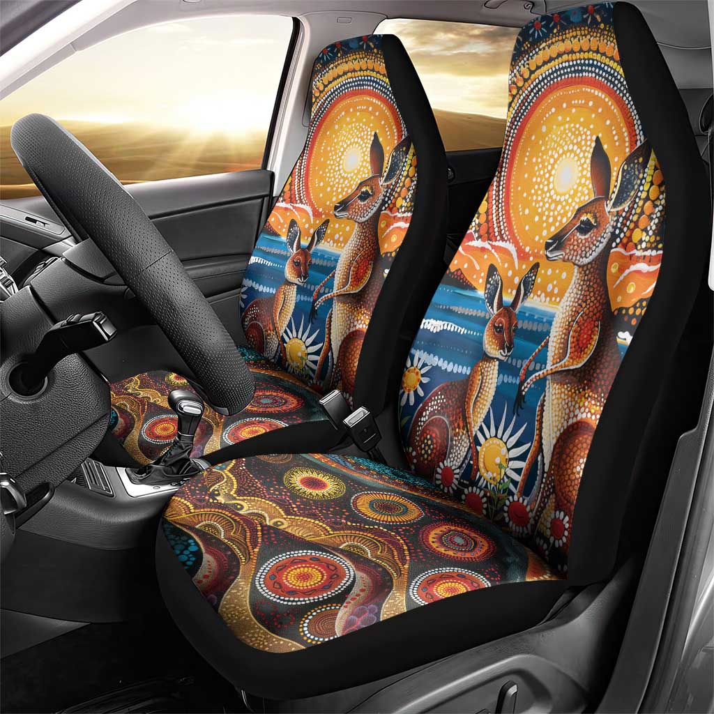Australian Kangaroos Art Car Seat Cover Aboriginal Dot Painting