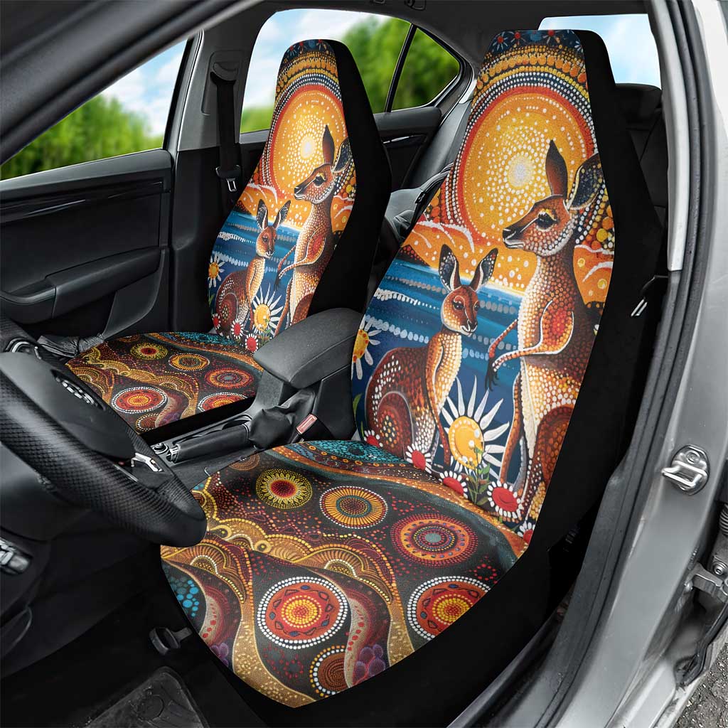 Australian Kangaroos Art Car Seat Cover Aboriginal Dot Painting