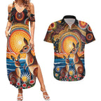 Australian Kangaroos Art Couples Matching Summer Maxi Dress and Hawaiian Shirt Aboriginal Dot Painting