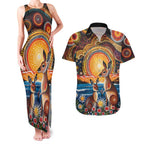 Australian Kangaroos Art Couples Matching Tank Maxi Dress and Hawaiian Shirt Aboriginal Dot Painting
