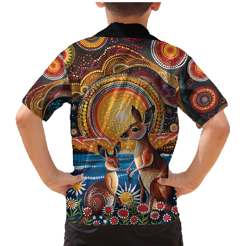 Australian Kangaroos Art Family Matching Mermaid Dress and Hawaiian Shirt Aboriginal Dot Painting