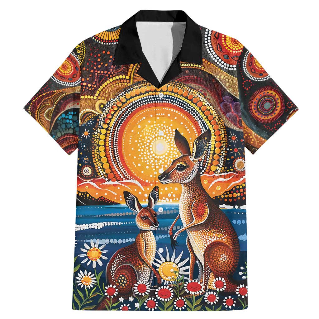 Australian Kangaroos Art Family Matching Mermaid Dress and Hawaiian Shirt Aboriginal Dot Painting