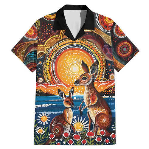 Australian Kangaroos Art Family Matching Mermaid Dress and Hawaiian Shirt Aboriginal Dot Painting