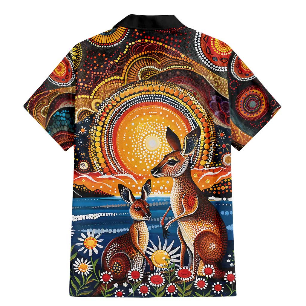 Australian Kangaroos Art Family Matching Mermaid Dress and Hawaiian Shirt Aboriginal Dot Painting