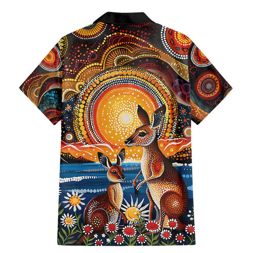 Australian Kangaroos Art Family Matching Mermaid Dress and Hawaiian Shirt Aboriginal Dot Painting