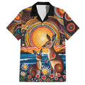 Australian Kangaroos Art Family Matching Off Shoulder Maxi Dress and Hawaiian Shirt Aboriginal Dot Painting