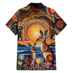 Australian Kangaroos Art Family Matching Off Shoulder Maxi Dress and Hawaiian Shirt Aboriginal Dot Painting