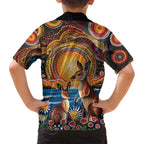 Australian Kangaroos Art Family Matching Tank Maxi Dress and Hawaiian Shirt Aboriginal Dot Painting