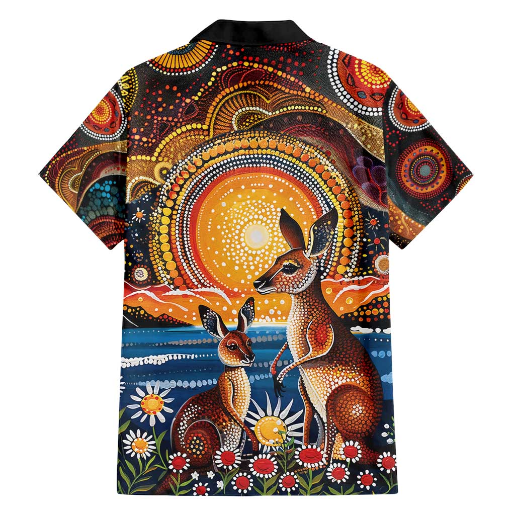 Australian Kangaroos Art Family Matching Tank Maxi Dress and Hawaiian Shirt Aboriginal Dot Painting
