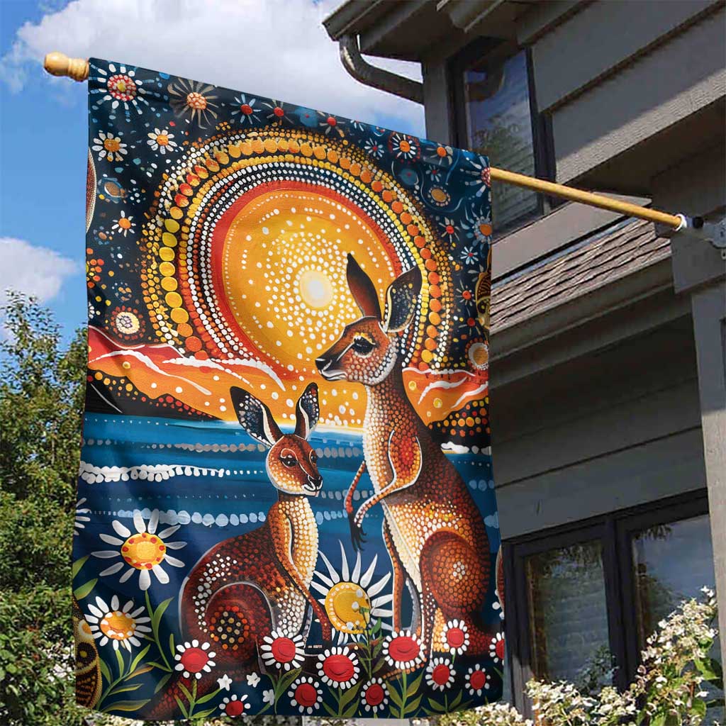 Australian Kangaroos Art Garden Flag Aboriginal Dot Painting