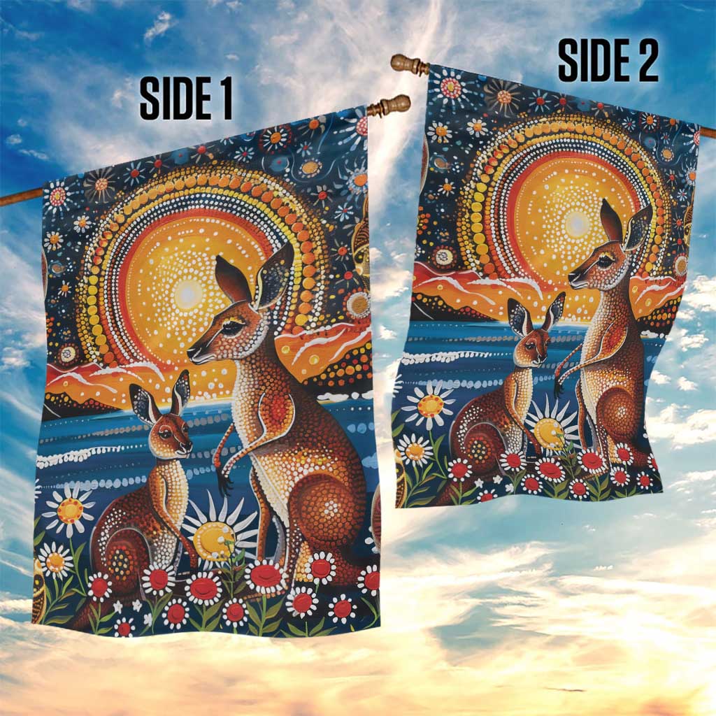 Australian Kangaroos Art Garden Flag Aboriginal Dot Painting