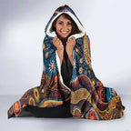 Australian Kangaroos Art Hooded Blanket Aboriginal Dot Painting