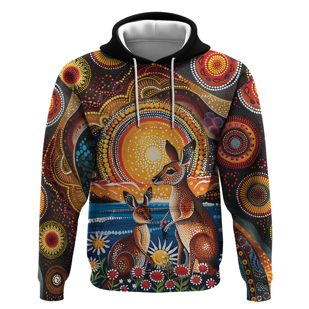 Australian Kangaroos Art Hoodie Aboriginal Dot Painting