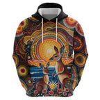 Australian Kangaroos Art Hoodie Aboriginal Dot Painting