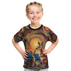 Australian Kangaroos Art Kid T Shirt Aboriginal Dot Painting