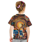 Australian Kangaroos Art Kid T Shirt Aboriginal Dot Painting