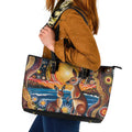 Australian Kangaroos Art Leather Tote Bag Aboriginal Dot Painting