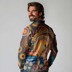 Australian Kangaroos Art Long Sleeve Polo Shirt Aboriginal Dot Painting