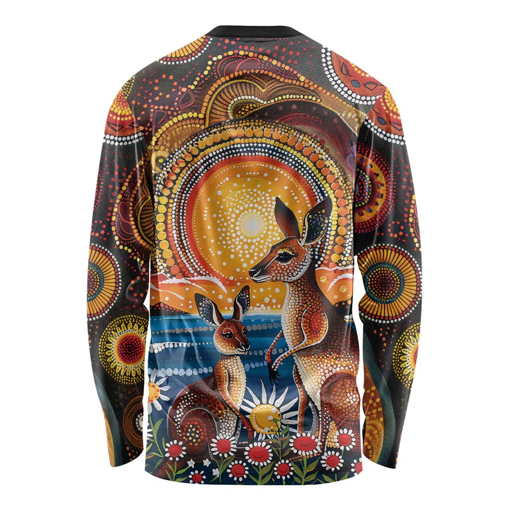 Australian Kangaroos Art Long Sleeve Shirt Aboriginal Dot Painting