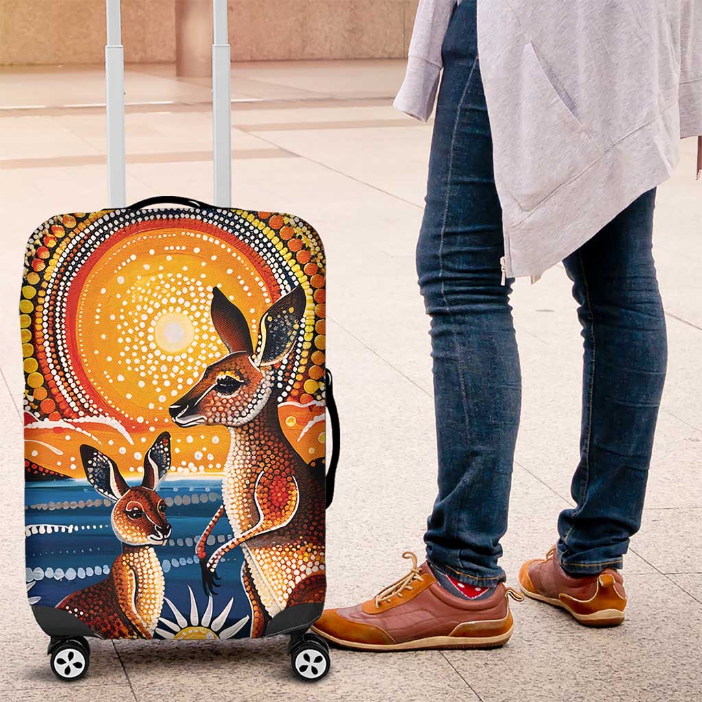 Australian Kangaroos Art Luggage Cover Aboriginal Dot Painting