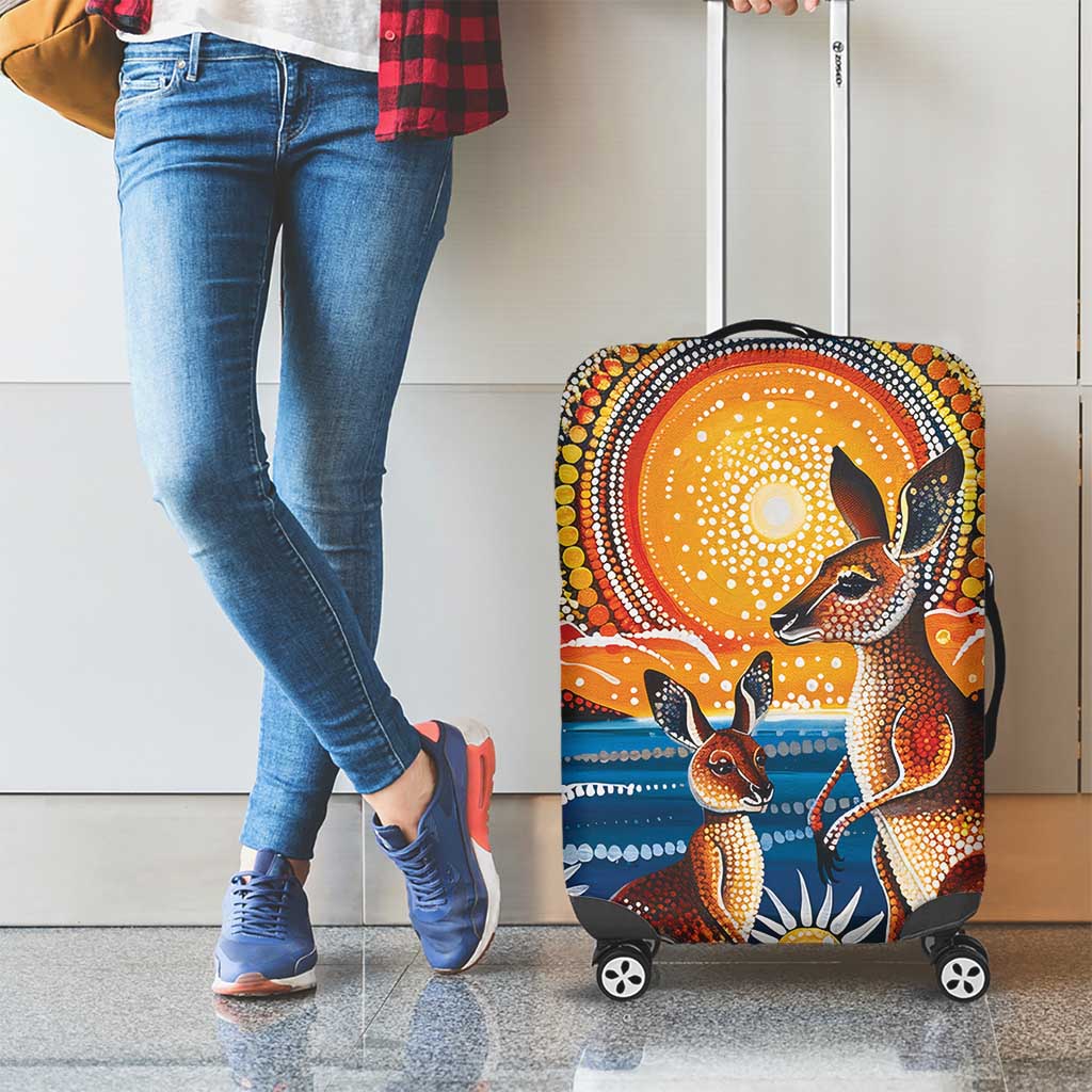 Australian Kangaroos Art Luggage Cover Aboriginal Dot Painting