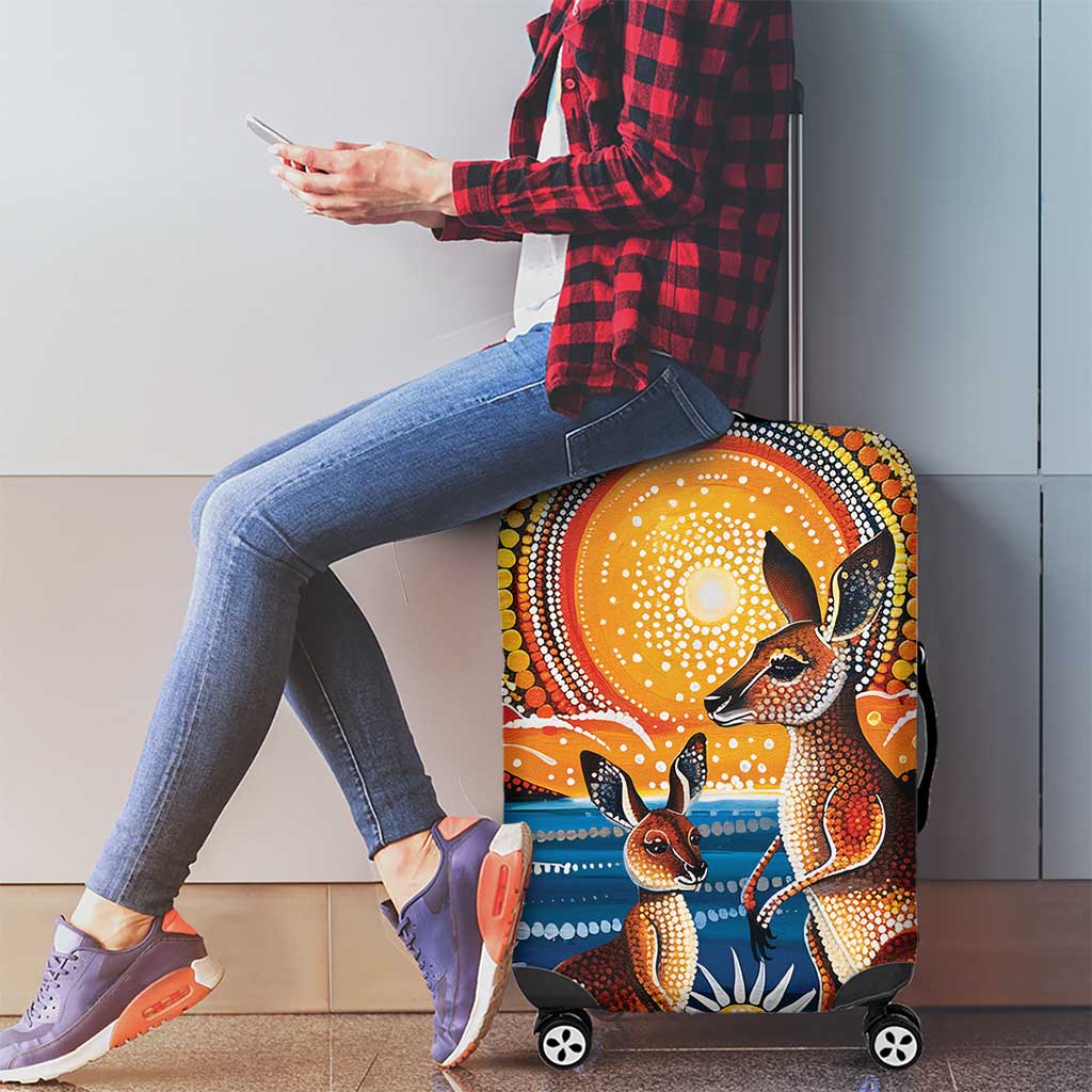 Australian Kangaroos Art Luggage Cover Aboriginal Dot Painting