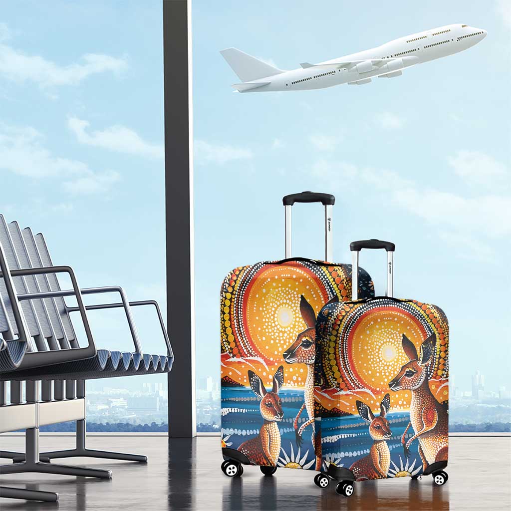 Australian Kangaroos Art Luggage Cover Aboriginal Dot Painting