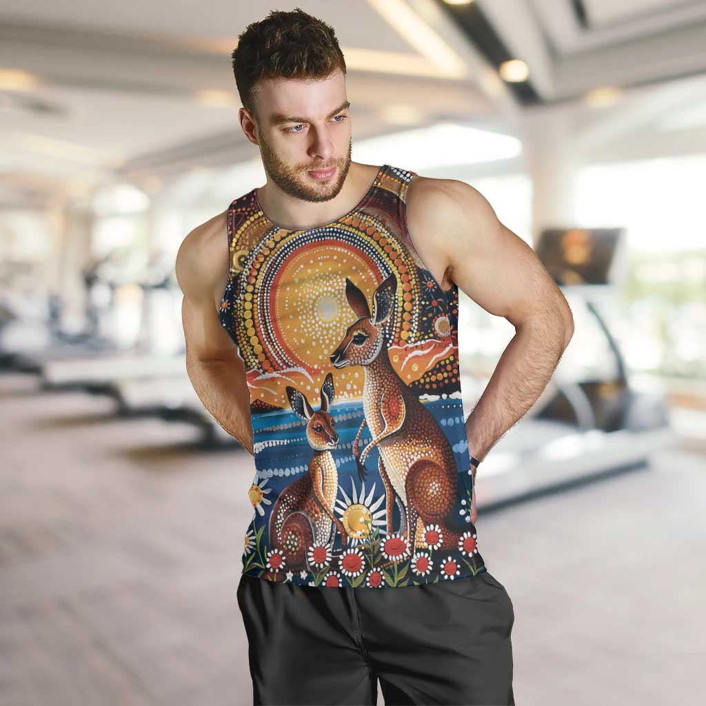 Australian Kangaroos Art Men Tank Top Aboriginal Dot Painting