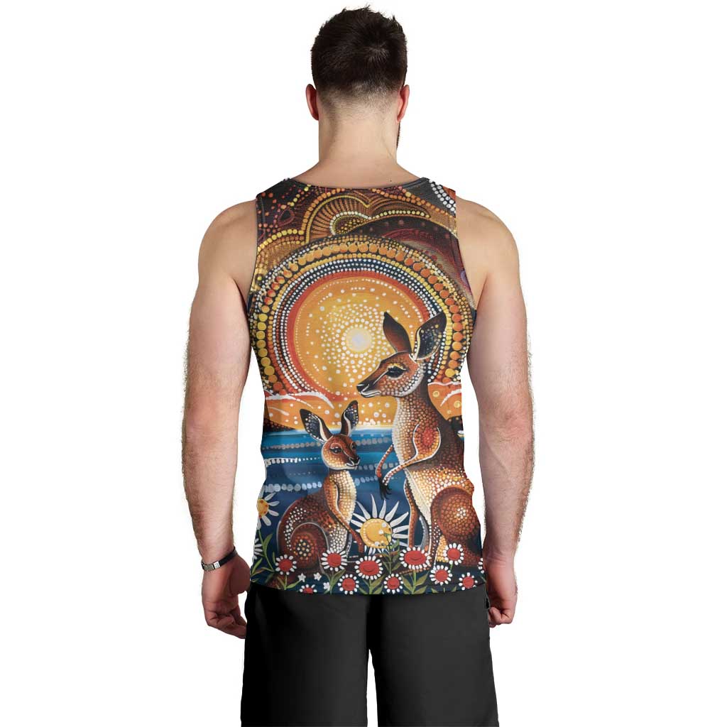 Australian Kangaroos Art Men Tank Top Aboriginal Dot Painting