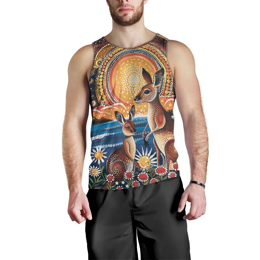 Australian Kangaroos Art Men Tank Top Aboriginal Dot Painting