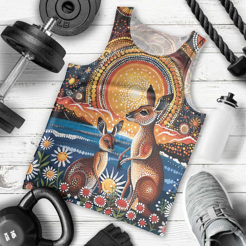 Australian Kangaroos Art Men Tank Top Aboriginal Dot Painting