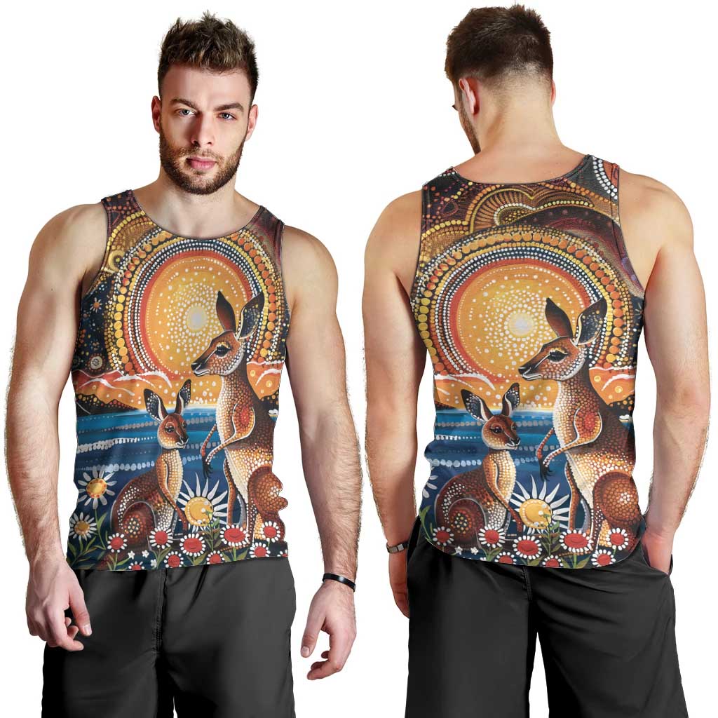 Australian Kangaroos Art Men Tank Top Aboriginal Dot Painting