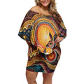 Australian Kangaroos Art Off Shoulder Short Dress Aboriginal Dot Painting