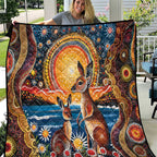 Australian Kangaroos Art Quilt Aboriginal Dot Painting