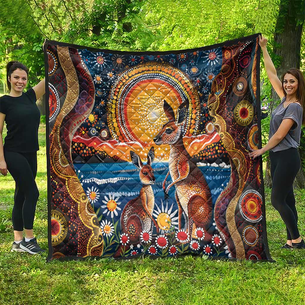 Australian Kangaroos Art Quilt Aboriginal Dot Painting