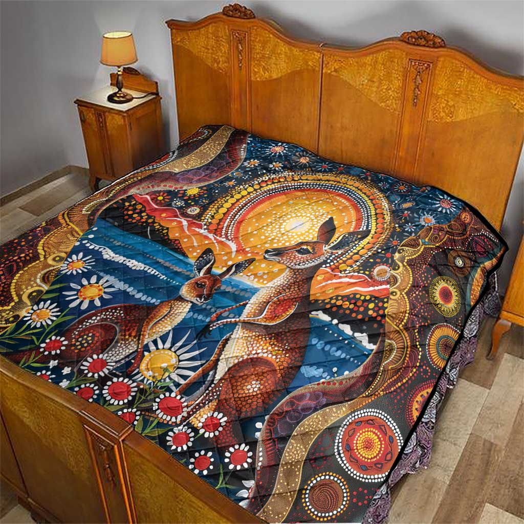 Australian Kangaroos Art Quilt Aboriginal Dot Painting