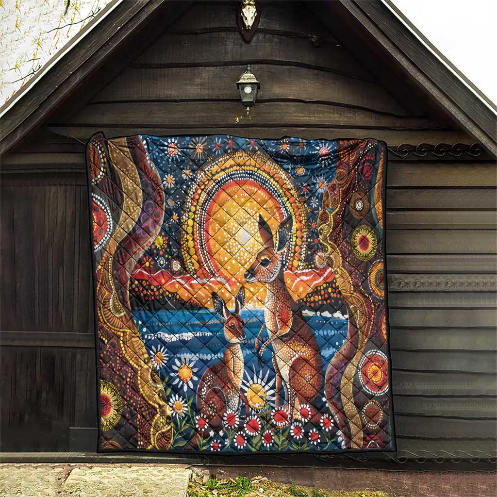 Australian Kangaroos Art Quilt Aboriginal Dot Painting