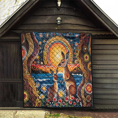 Australian Kangaroos Art Quilt Aboriginal Dot Painting