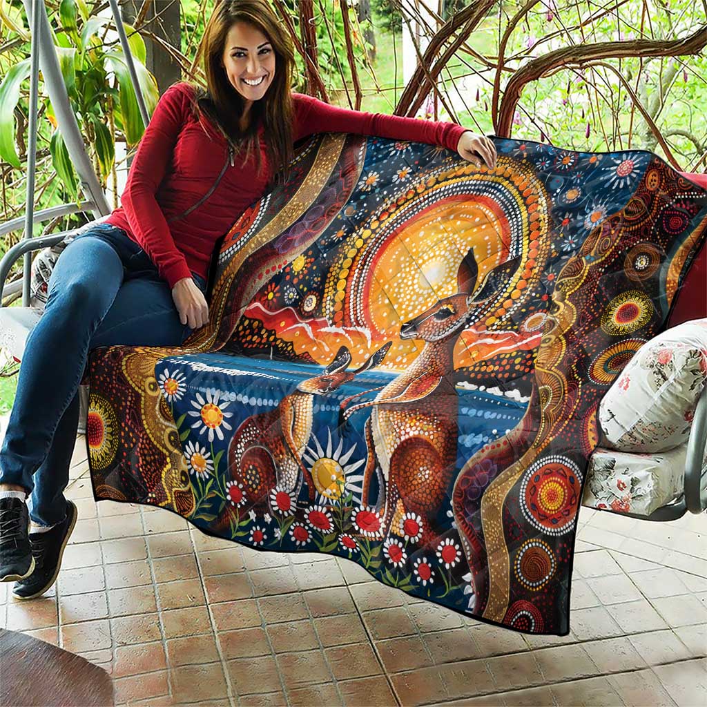 Australian Kangaroos Art Quilt Aboriginal Dot Painting