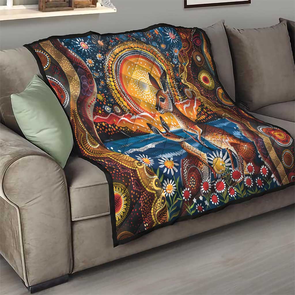 Australian Kangaroos Art Quilt Aboriginal Dot Painting